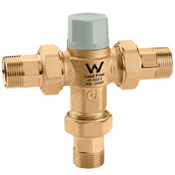 image Miscelatore termostatico antiscottatura regolabile completo di filtri e ritegni.